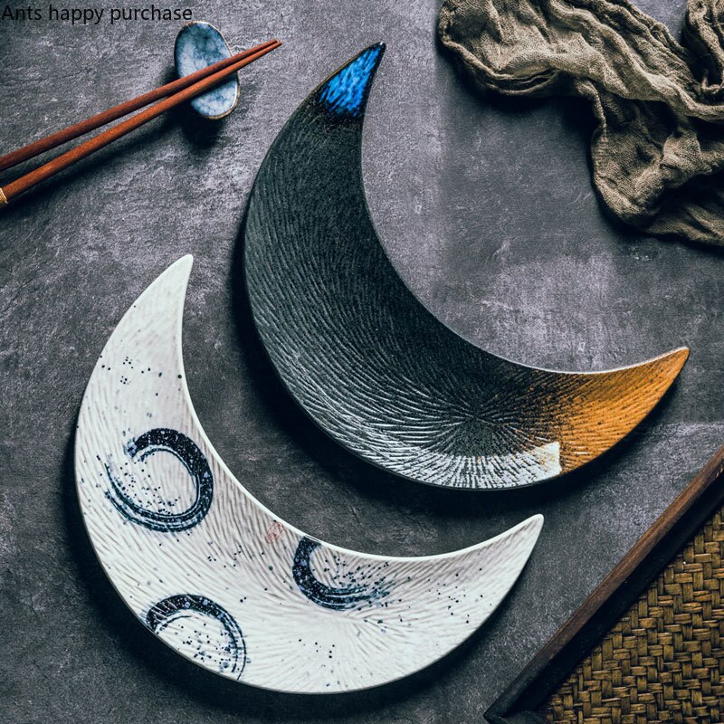 Creativa cerámica de estilo japonés plato de Luna Sushi cocina japonesa bandeja de aperitivos decoración de cocina para el hogar Navidad