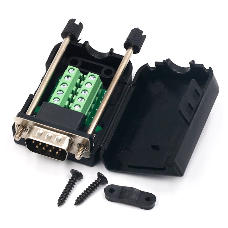 DB9 serial COM transfer-free solder terminals RS232 female connector with back side screw DIY