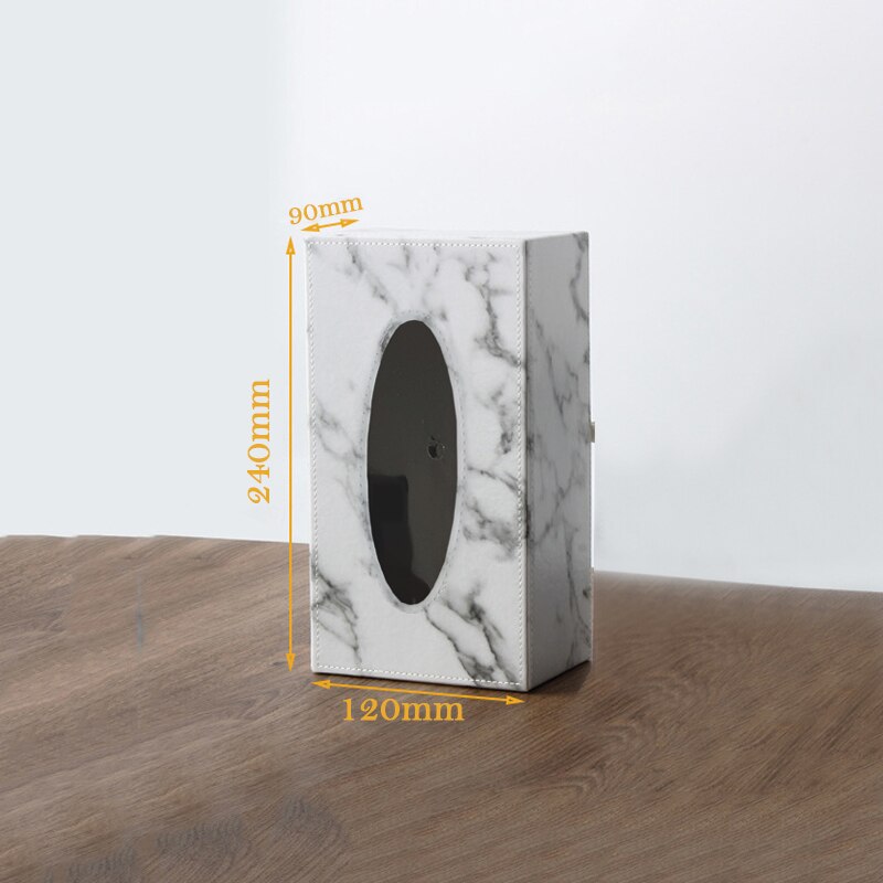 Marble Pattern Rectangular Leather Tissue Box Cover Holder Hotel Drawer Light Luxury Business Office Dining Leather Tissue Box