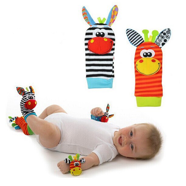 (4pcs=2 pcs waist+2 pcs socks)/lot,baby rattle toys Garden Bug Wrist Rattle and Foot Socks Toys For Baby