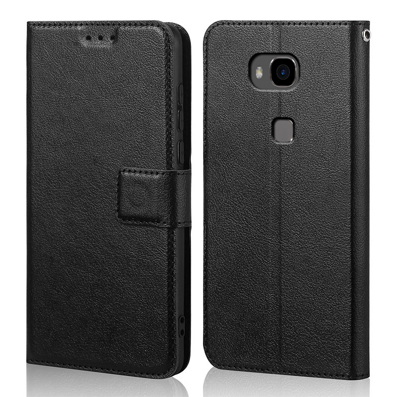 Huawei Honor 5X Case Cover Pu Lederen Telefoon Case Voor Huawei GR5 Gr 5 KII-L21 KII-L22 KII-L05 / Honor 5x x5 5 X KIW-L21 KIW-L24: Black