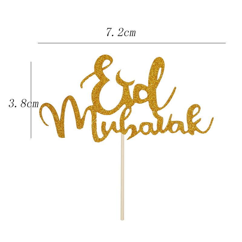 Mubarak Geschenkdoos Moslim Decoratie Banner Licht Houten Hanger Islamitische Moslim Gebed Matten Ramadan Kareem Party: 5pc cake topper 2