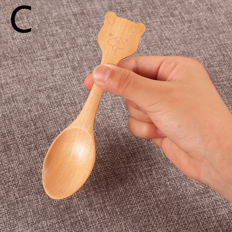 Mini træske køkken kryddereske ske sukker te kaffe scoop små korte kryddereske ske redskaber madlavningsværktøj: C