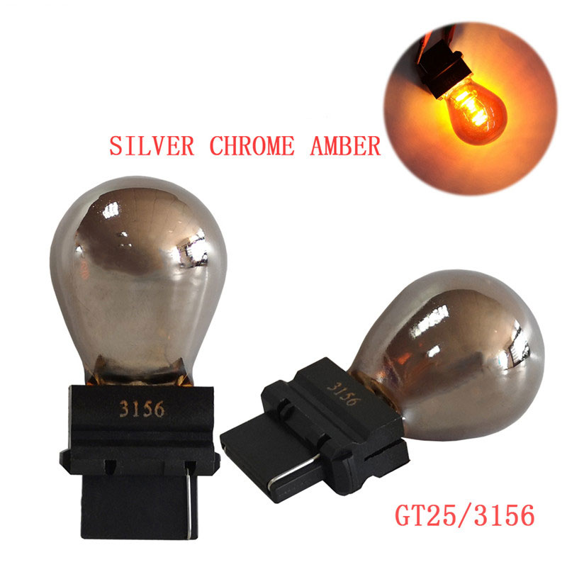 Lumière Invisible de miroir chromée 1 pièce, 3156 1176 1157 S25 12V 5W/21W BAY15D BA15D BAZ15D BAU15S voiture LED frein clignotant ampoule unique: 3156 12V Amber