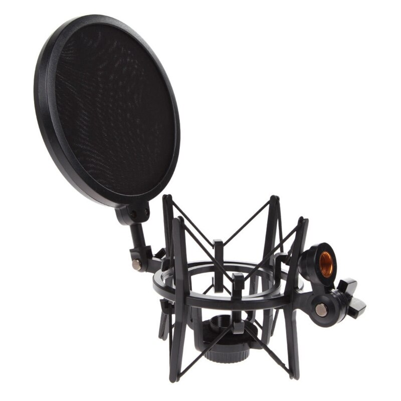 Microphone Mic Shock Mount with Shield Articulating Head Holder Stand Bracket for Studio Broadcast