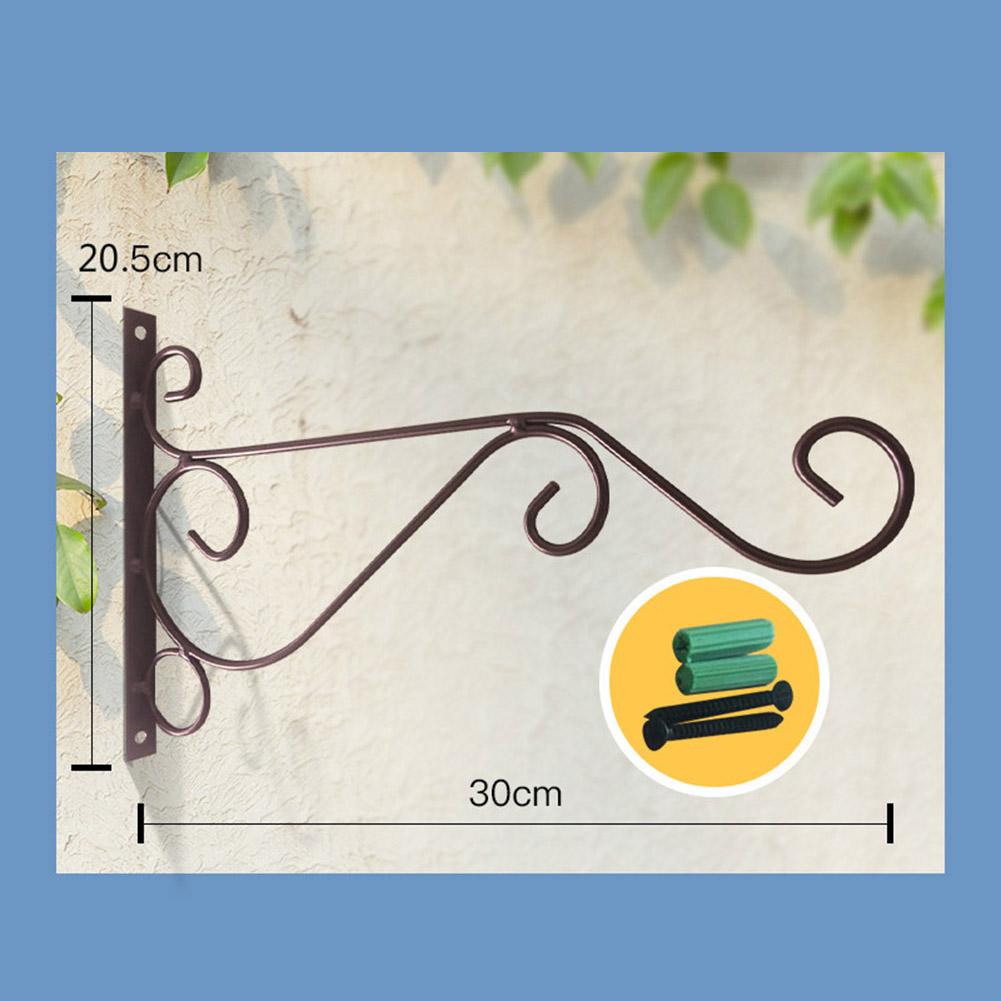 Gancho de hierro forjado montado en la pared para macetas, estante decorativo para macetas, cesta colgante, manualidades de arte para jardín: Marrón oscuro