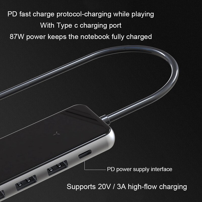 MultiFunction USB C Hub Adapter 5 In1 USB3.0X3+PD+HDMI USB Hub for Phone for Window Android Macos