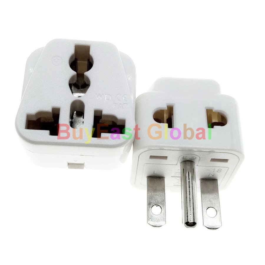 2 IN 1 - US NEMA 6-15P Electrical Plug Adapter 208/220/230/240 Volt Max 10A White / Black