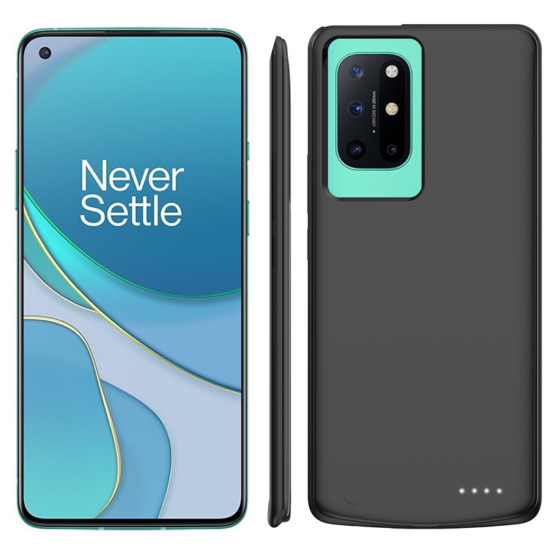 Batteriladdare för oneplus 8t silikon silikon stötsäker backup bärbar powerbank laddningsskydd oneplus 8t batterifodral: Svart