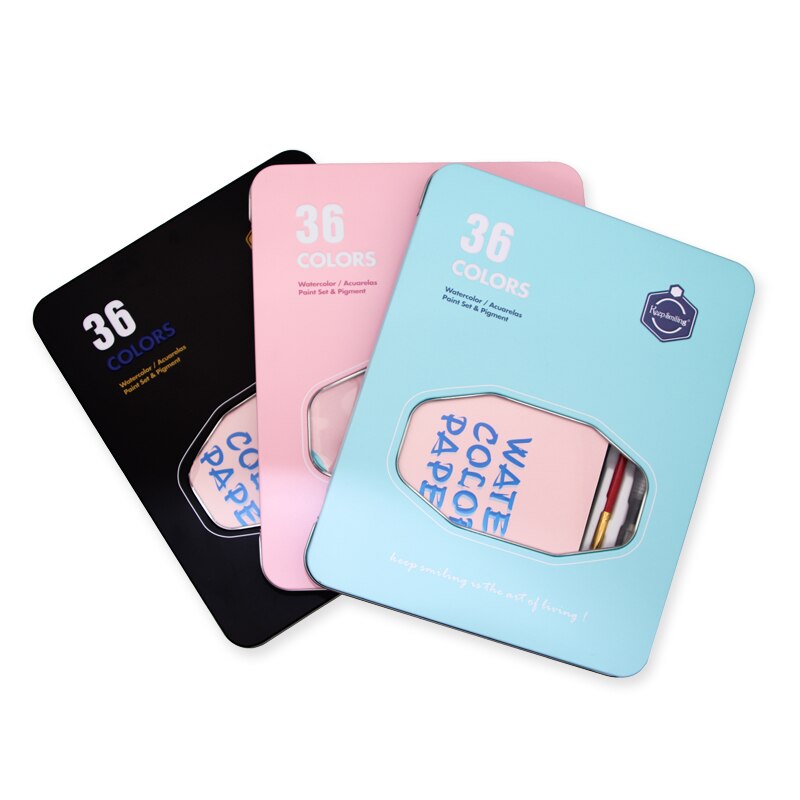 36 Kleuren Solid Aquarel Verf Met Houten Paal Brush Pen Set Water Borstel Gouache Pigmenten Kunst School Briefpapier