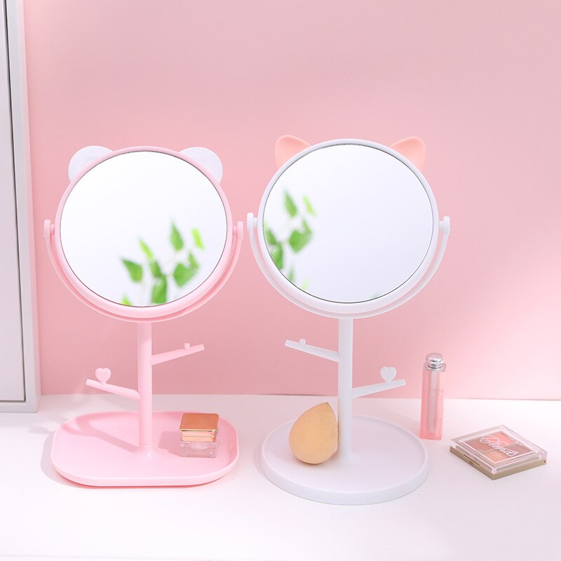 Schattige cartoon make-upspiegel hd draaibare desktop make-upspiegel meisjes kaptafelspiegels