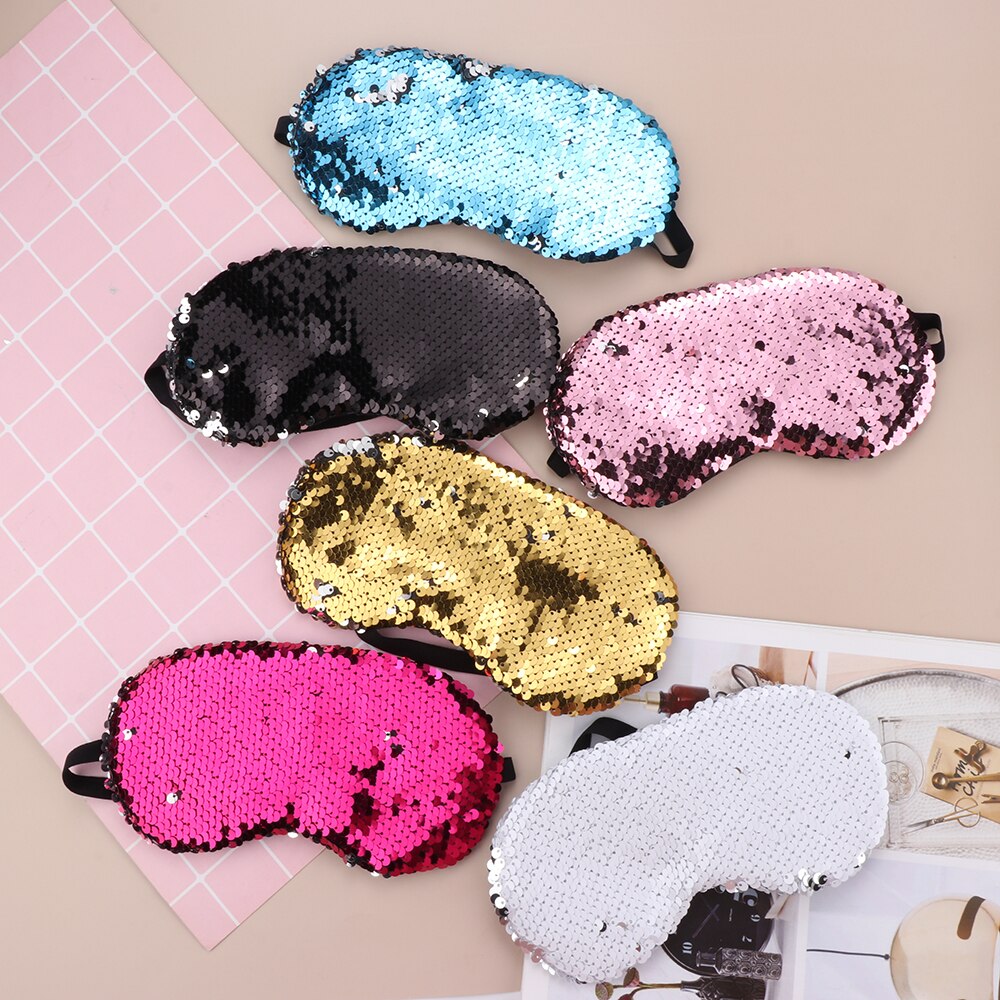 Mascarilla Reversible con lentejuelas mágicas y purpurina para los ojos, máscara de sirena para los ojos, parche para sombrear los ojos, funda acolchada suave, herramienta para el cuidado de la salud, relajación del sueño, 1 ud.
