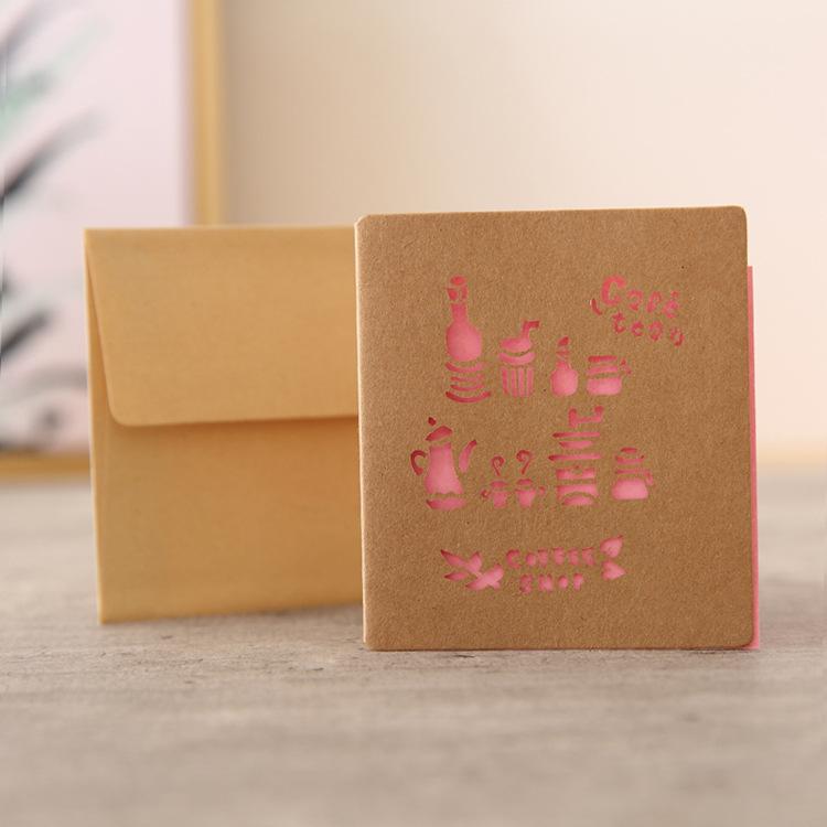 Christmas Greeting Cards cute retro hollow Year blessing small card business greeting cards with envelopes