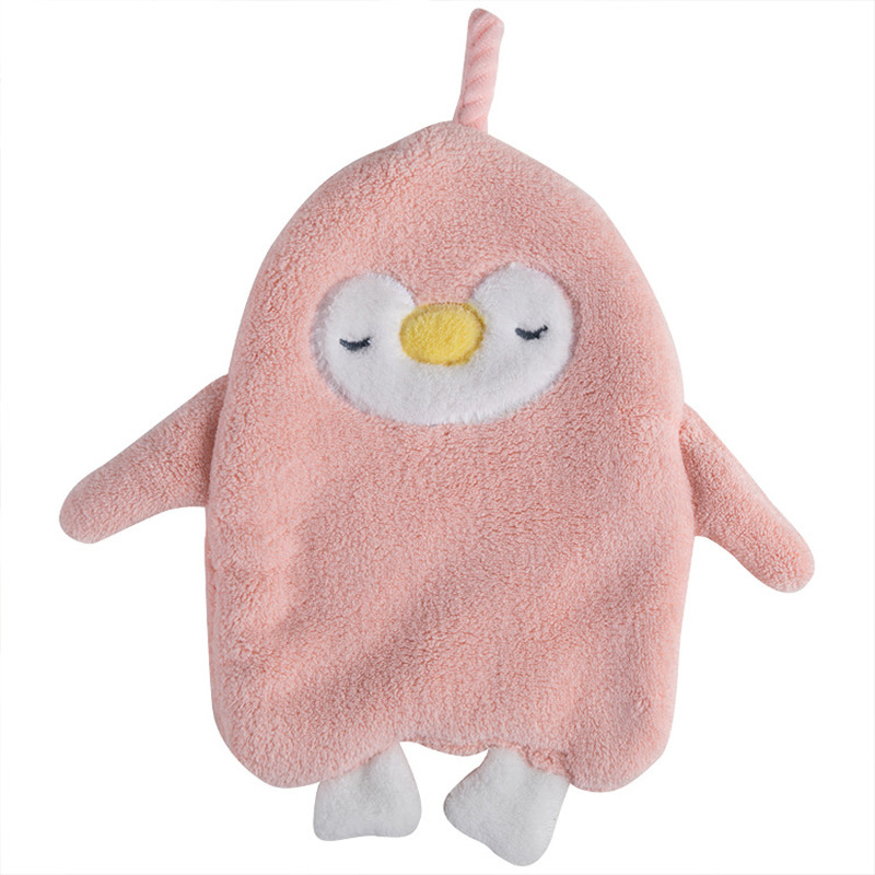 Chiffon de nettoyage mignon, dessin animé pingouin, serviette suspendue, nettoyage doux, molleton de corail, absorbant l&#39;eau, serviette de lavage de la vaisselle, cuisine