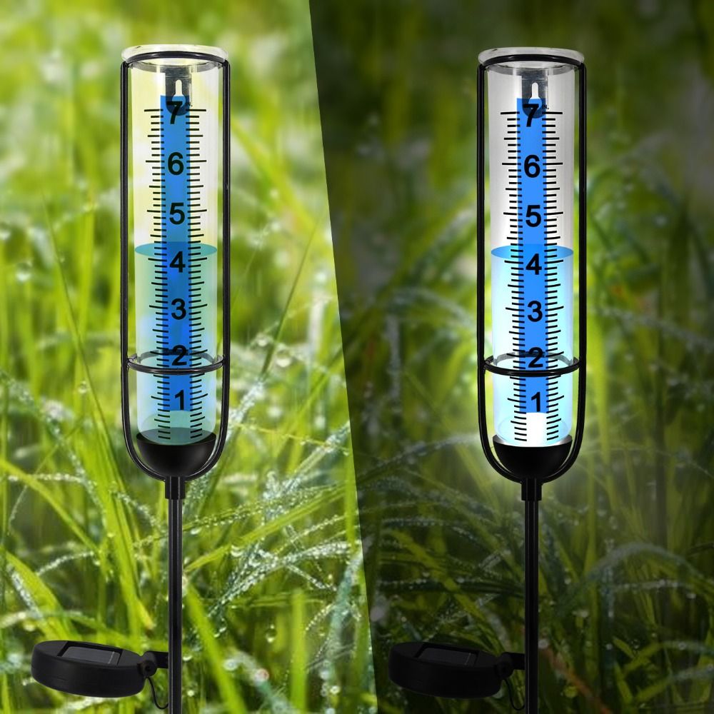 Durable Solar Rain Measure Gauge Large Clear Numbers Freeze-Proof Rain Meter Transparent Plastic Outdoor Rain Gauge Garden