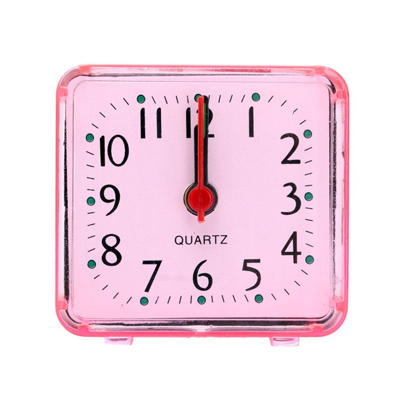 4Colors Square Small Bed Alarm Clock Transparent Crystal Case Compact Digital Alarm Clock Mini Children Student Desk Table Clock: Red