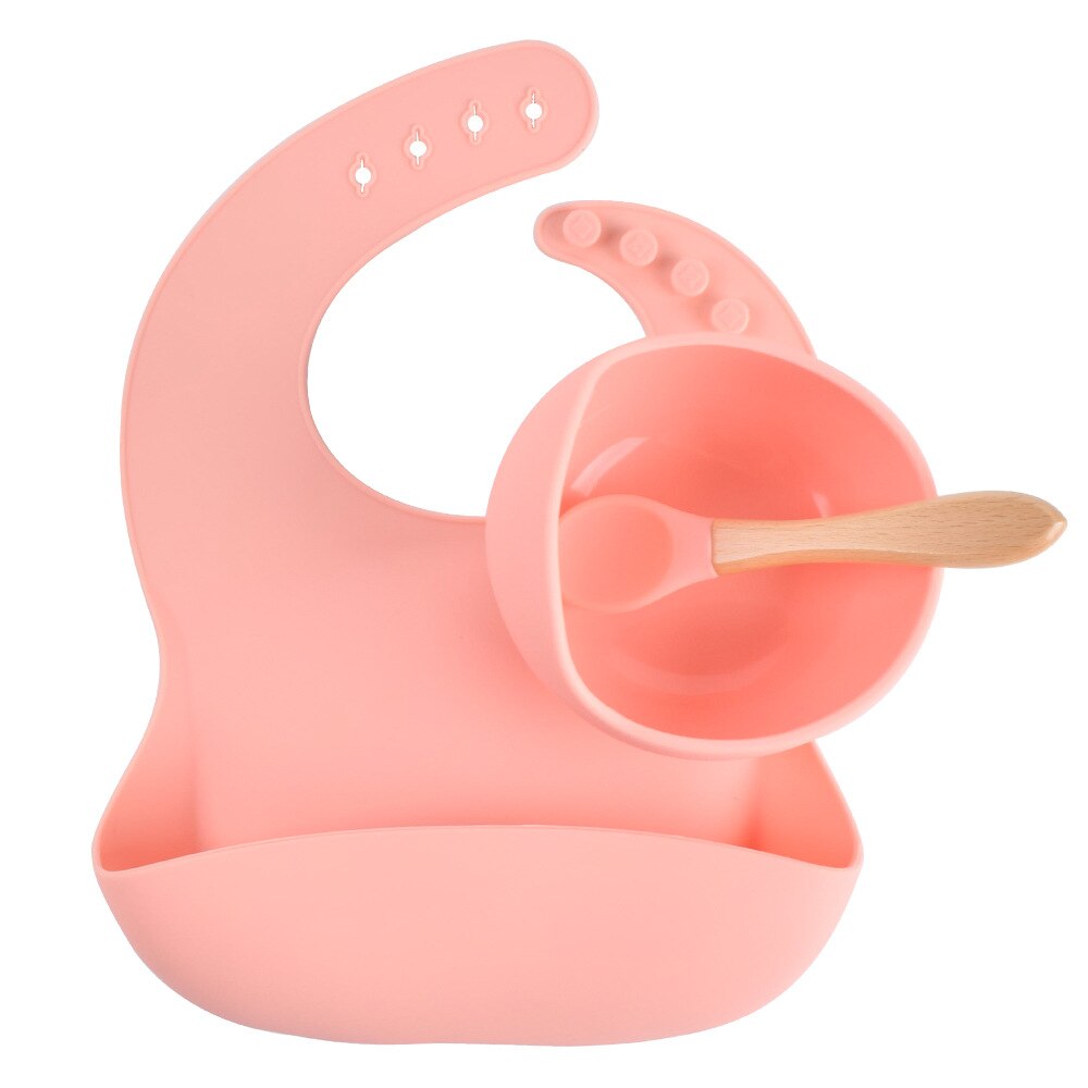 1set Silicone Bib Feeding Set Baby Bowl Tableware Waterproof Spoon Non-Slip BPA Free Silicone Portable Tableware for Children: Y12