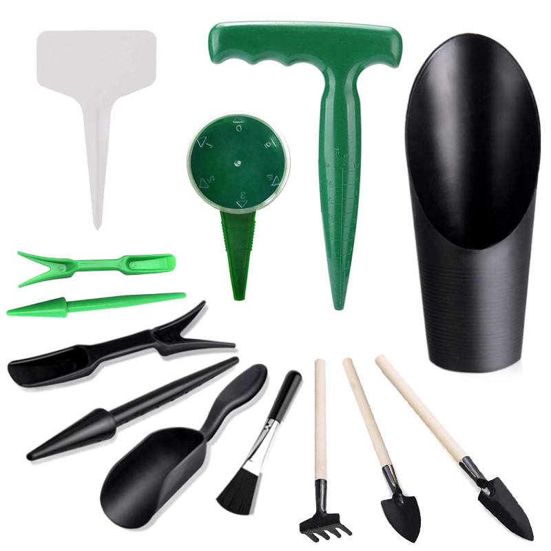 Mini juego de herramientas de jardinería, tablero de etiquetas, plantas de jardín de plástico, cultivo de plantas en macetas suculentas para el hogar, perforación, siembra, TMZ