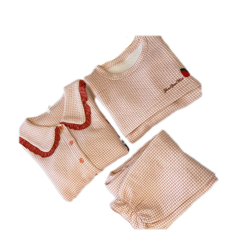 soins infirmiers vêtements de maternité hiver coton pyjamas pour grossesse femmes manteau + veste + pantalon 3 pièces vêtements de nuit de maternité D0050
