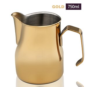 550ml 750ml Milk Frothing Jug Espresso Coffee Pitcher Barista Craft Coffee Latte Stainless Steel Espresso Milk Jug: Gold 750ml