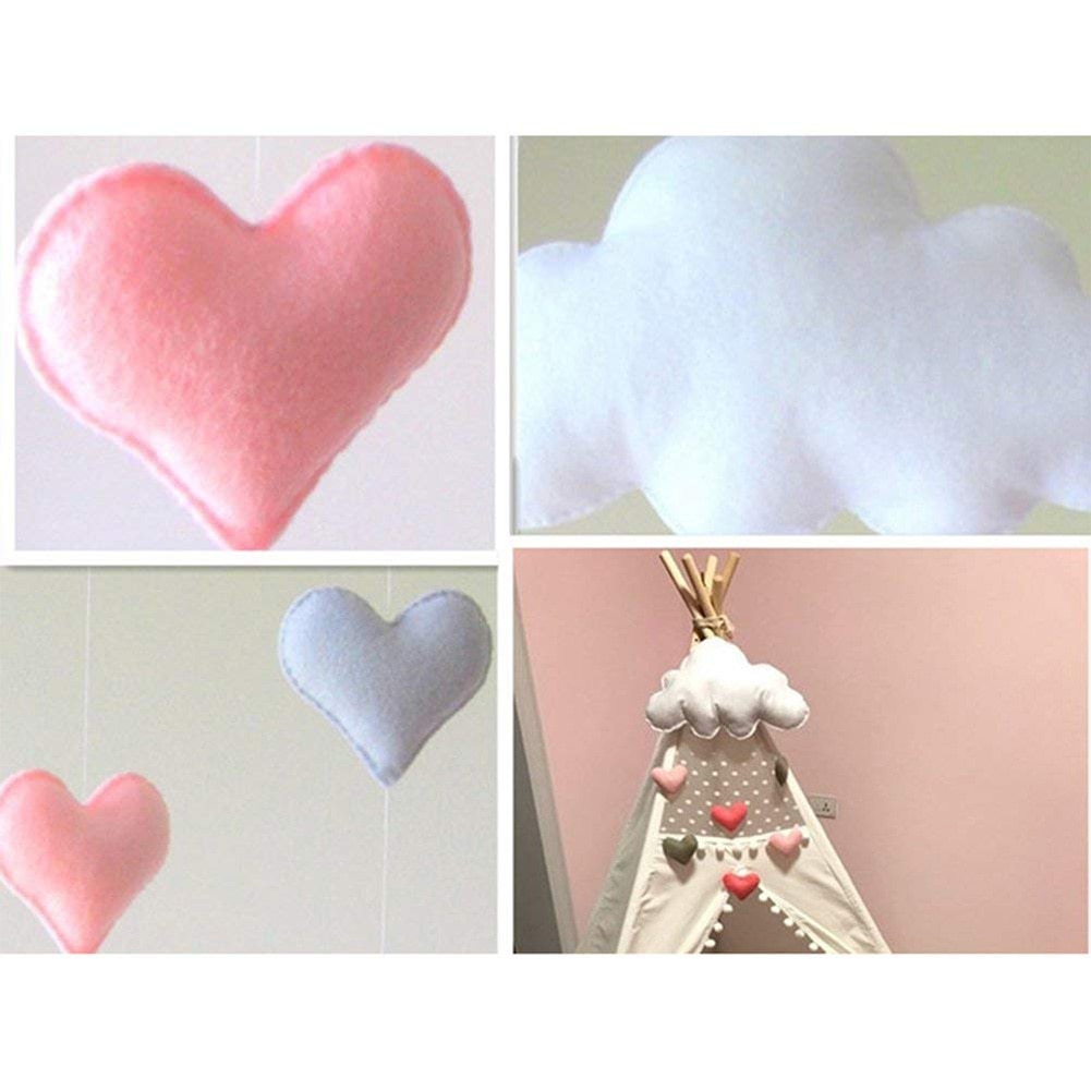 Home Decor Baby Children Bedroom Cloud Felt Loving Heart Ceiling Mobile Hanging Pendant