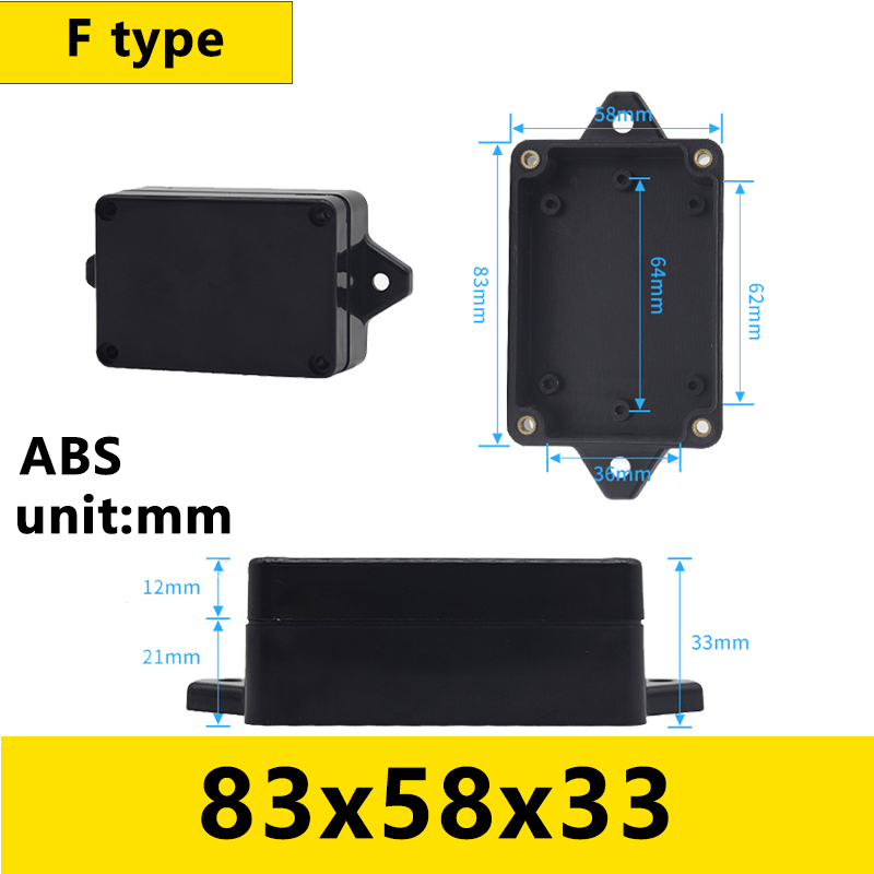 Black Outdoor Waterproof Enclosure Plastic Box Electronic Project Instrument Case Electrical Project Box Junction Box Housing