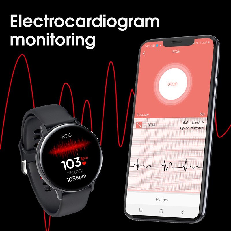 S20 EKG Clever Uhr IP68 Wasserdicht Herz Bewertung Blutdruck Monitor Smartwatch HD berühren Bildschirm Anruf Erinnerung Für IOS Android