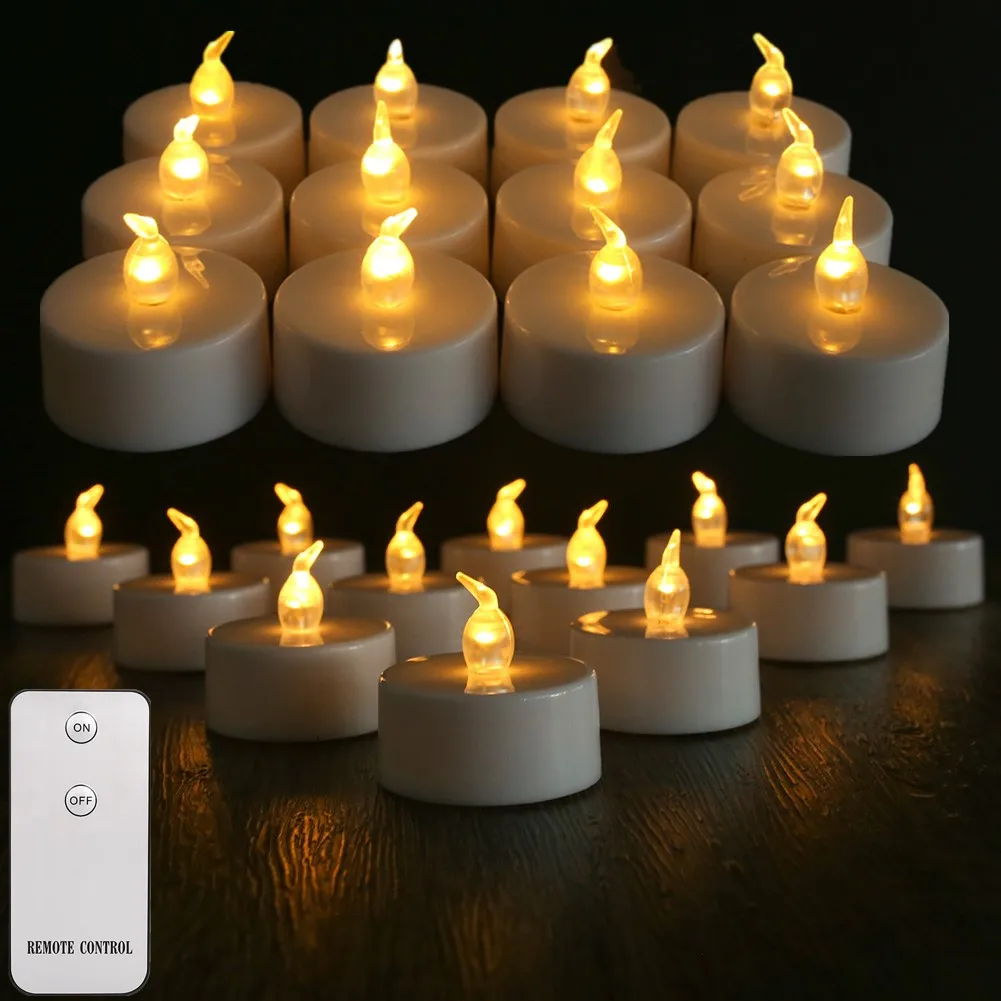 Vela electrónica LED sin llama con Control remoto, iluminación LED con llama parpadeante, luces de té, decoración del hogar de Navidad y Halloween: RGB