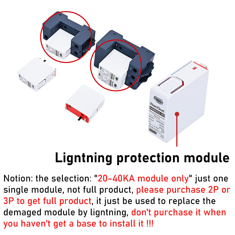 Protector contra sobretensiones DC SPD 100V 250V 500V 800V 1000V Protector contra rayos 20KA 40KA 60KA nueva energía Protector contra sobretensiones DC