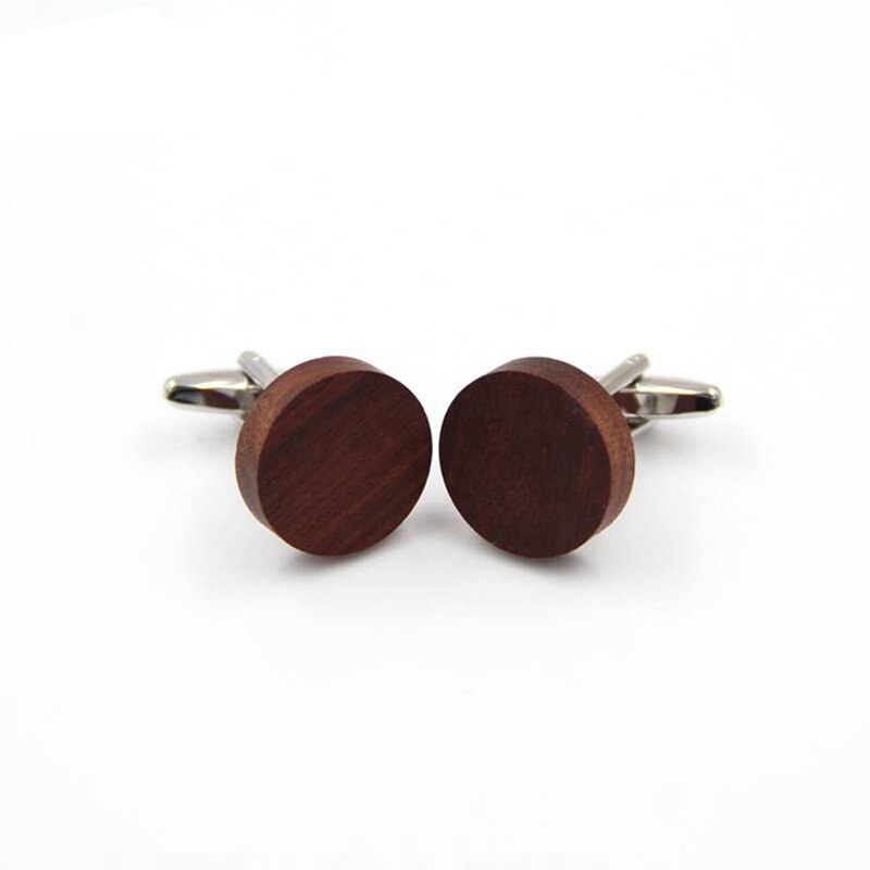 Business Cufflinks British Style Men's Wood Solid Wooden Cufflinks Men and Women French Shirts Round Cuff Buttons