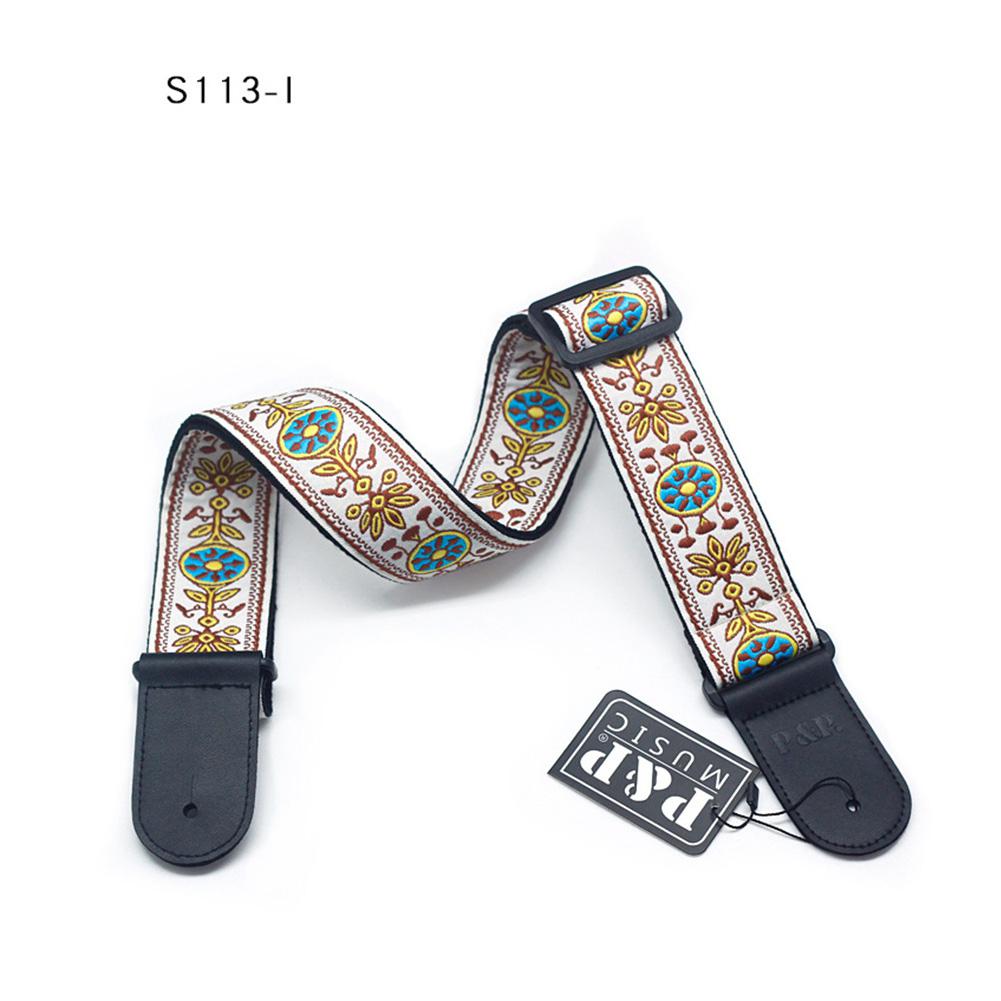 cinturón bordado, banda Jacquard ajustable con extremo de cuero para instrumento Musical de Bajo acústico eléctrico bajo folclórico: 6