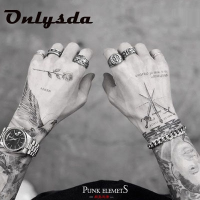 Onlysda klassisk retro kristen jesus krydsring i rustfrit stål kristne troende punk rock herreringe smykker osr 190