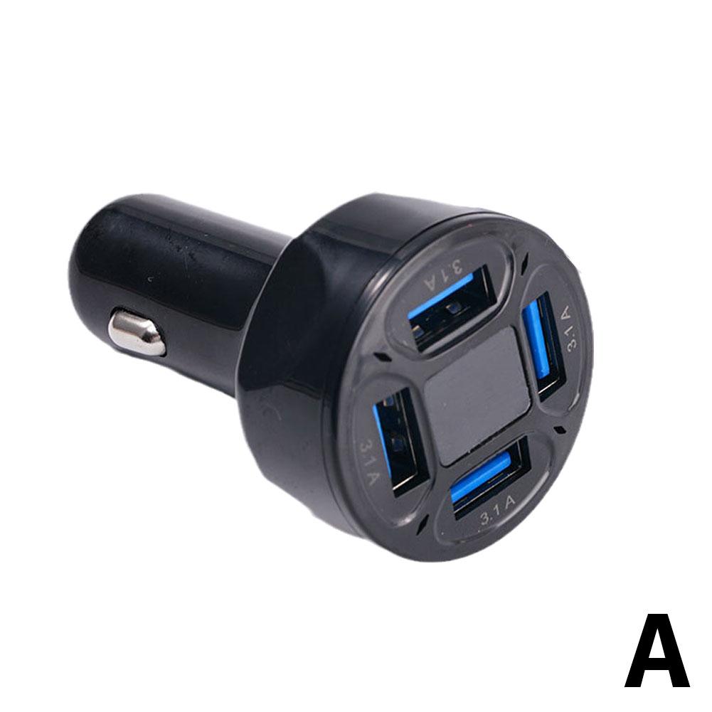 Car Charger 3.1A Four In One 4-port Vehicle Charger With Display One Digital Trailer Ports And Multiple With Voltage Q1X9: army green