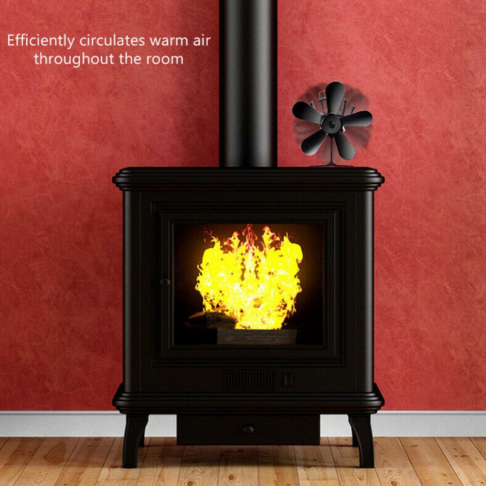 5-Blade4 Fireplace Fan Metal Heat Stove Fan Heat Powered Wood Burning Log Stove Fan Saving Fuel Wood Burner Fireplace Fan