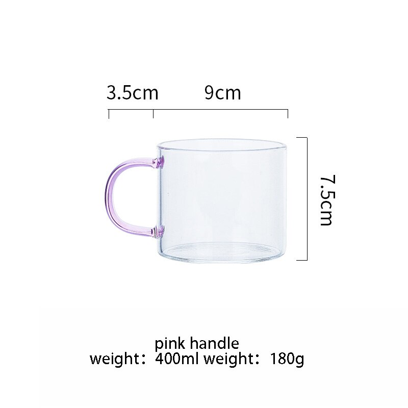 400ml Alphabet Cartoon Heart Pattern Mug Glass Handle Mugs For Milk Coffee Beer Home Office Drinnkware Water Cup Couple: pink handle