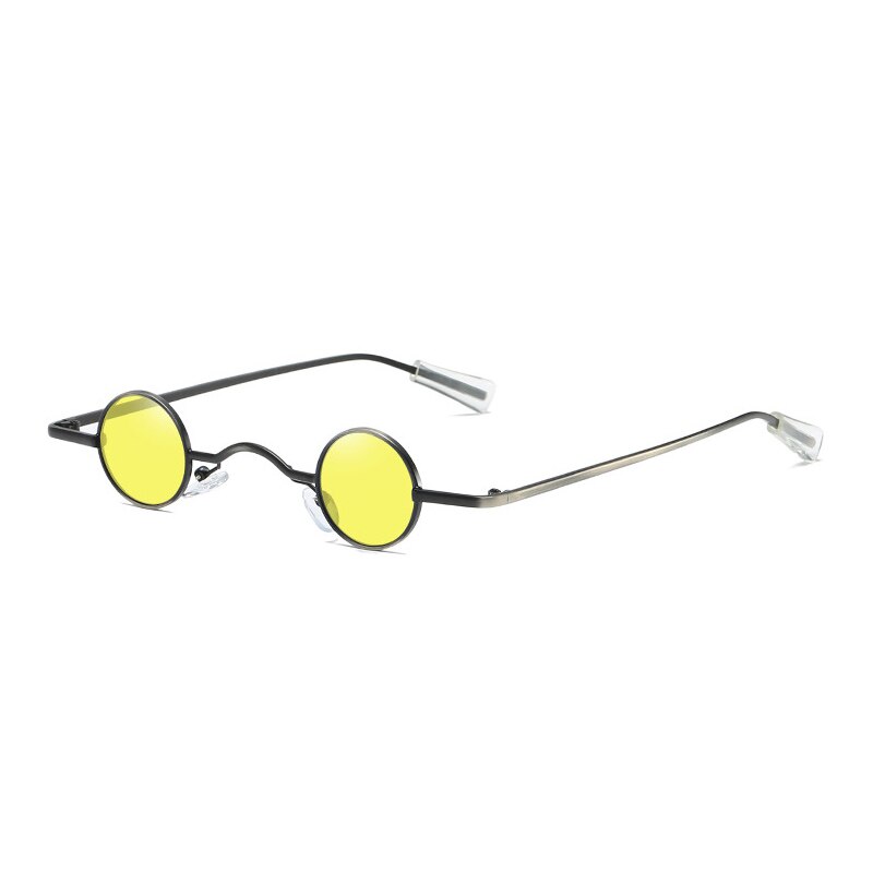 Vintage rock punk mand solbriller klassiske små runde solbriller kvinder wide bridge metalstel sort linse briller kørsel очки: C3 sort-gule