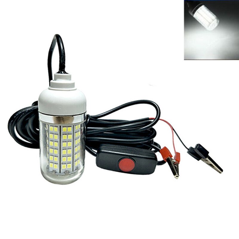 underwater fishing light for pools 220v waterproof 12v led powered marine lights strip switch fish quarium projector plug boat: cold white
