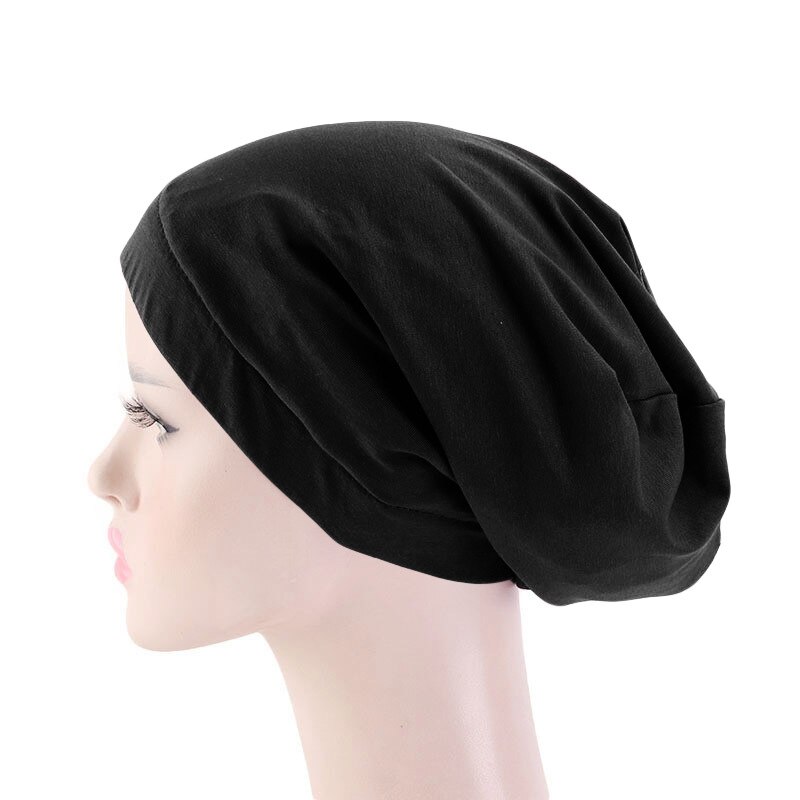 Bonnet en Satin élastique pour femmes musulmanes, Bonnet de perte de cheveux, Skullies, enveloppant la tête, chimio, Cancer, indien, Turban uni, à la