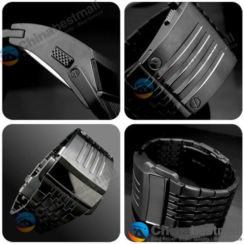 Luxe Iron Man horloges Conceptie Blauw Rode LED Heren Rvs Polshorloge Relogio Masculino Goud Zwart Zilver