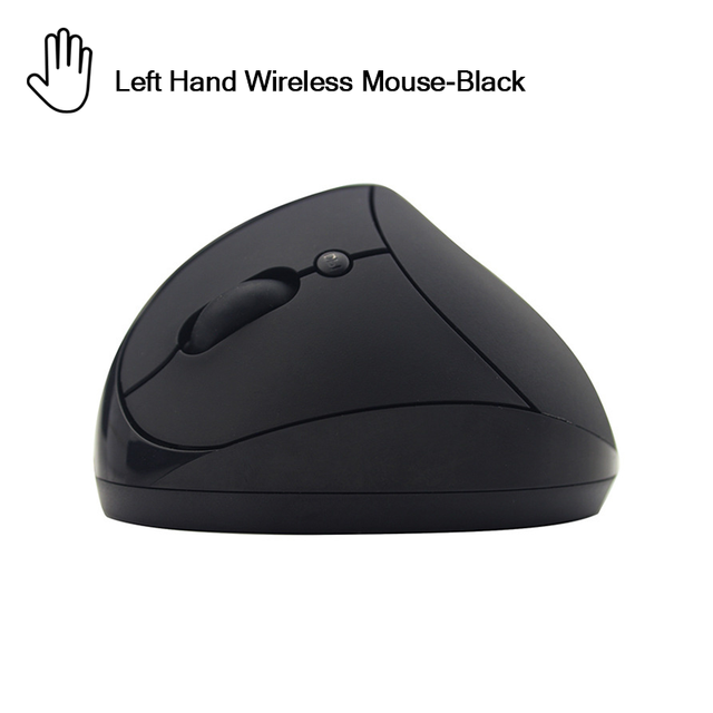 6D 1600 DPI Left Hand Vertical Mouse 2.4GHz USB Wireless Mause Matte Ergonomical Wrist-care Mice for PC Laptop Office Use: Left-Wireless-Black