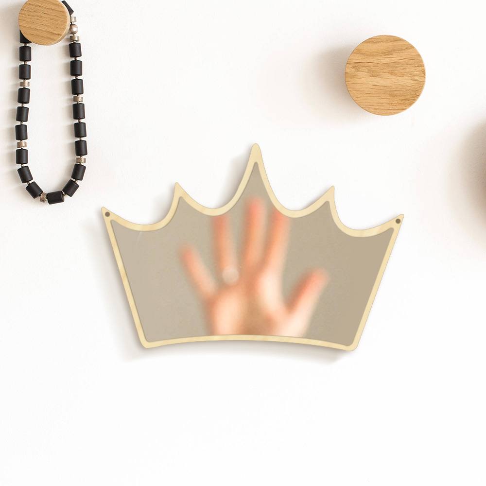 King of crown dekorativt vægspejl træ og akryl pige prinsesse krone sikkerhedsspejl kid room baby spejl til hende