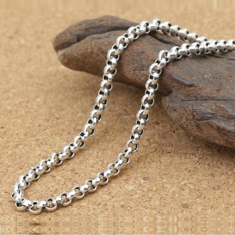 Rent sølv 3mm tyk kryds o link kæde  s925 halskæde sweater kæde sterling 925 sølv smykker