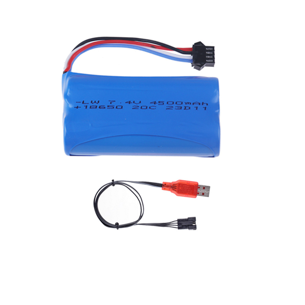 18650 7.4V 3500Mah/5000/6800mAh Li-ion battery SM4P plug/Charger for Udi007 Udi001 UDI002 UDI902 HJ806 960 961 RC racing boat: Light Grey