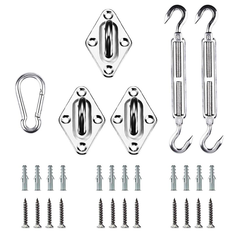 Kit de aparejos para toldo de vela de 30 Uds para toldo rectangular resistente Instalación de velas de sombra de 5 pulgadas para cubierta de césped y jardín Patio