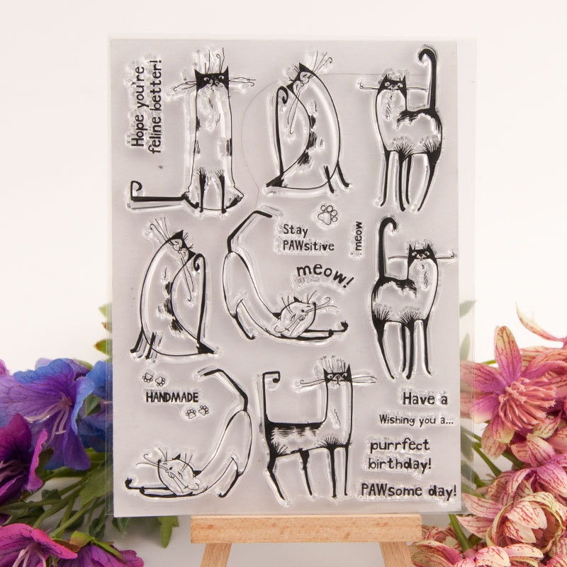 Cat Clear Stamp for Scrapbooking Transparent Silic... – Grandado