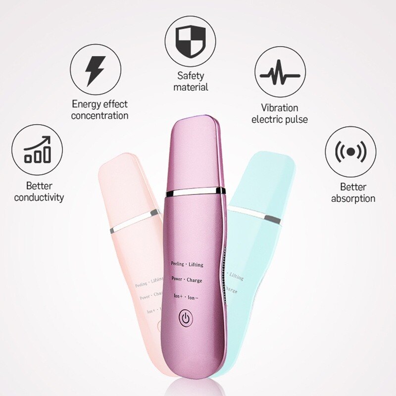 Épurateur de peau à ultrasons, machine de nettoyage du visage en profondeur, outil d'élimination des rides, des pores et des points noirs, masseur vibrant pour le visage