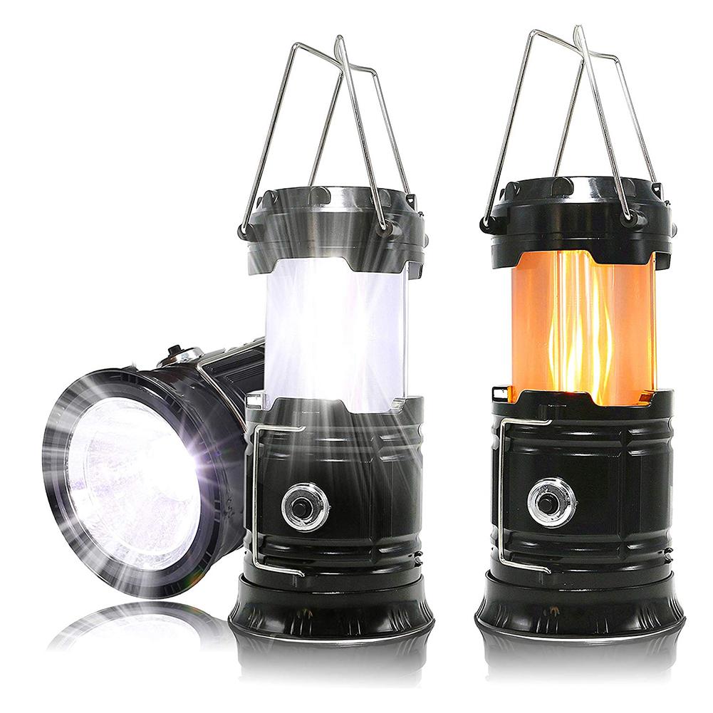 VKTECH, luz LED retráctil portátil alimentada por energía Solar, tienda de campaña 3 en 1, lámpara de efecto de llama Flexible, linterna de exterior, linterna