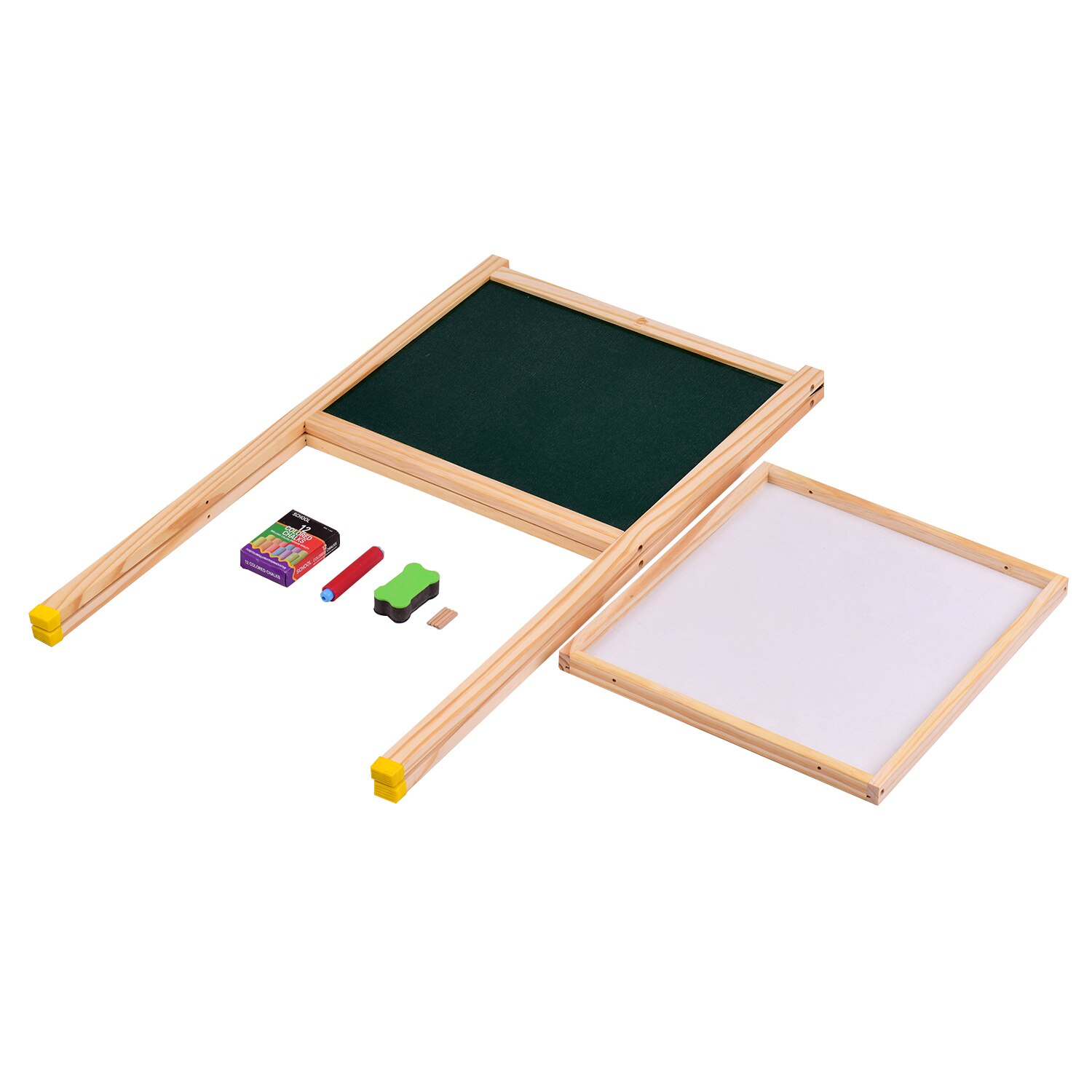 Wooden Art Easel Magnetic Double-Sided Chalkboard & Dry Erase Board Standing Easel Easy to Assemble with Storage Shelf