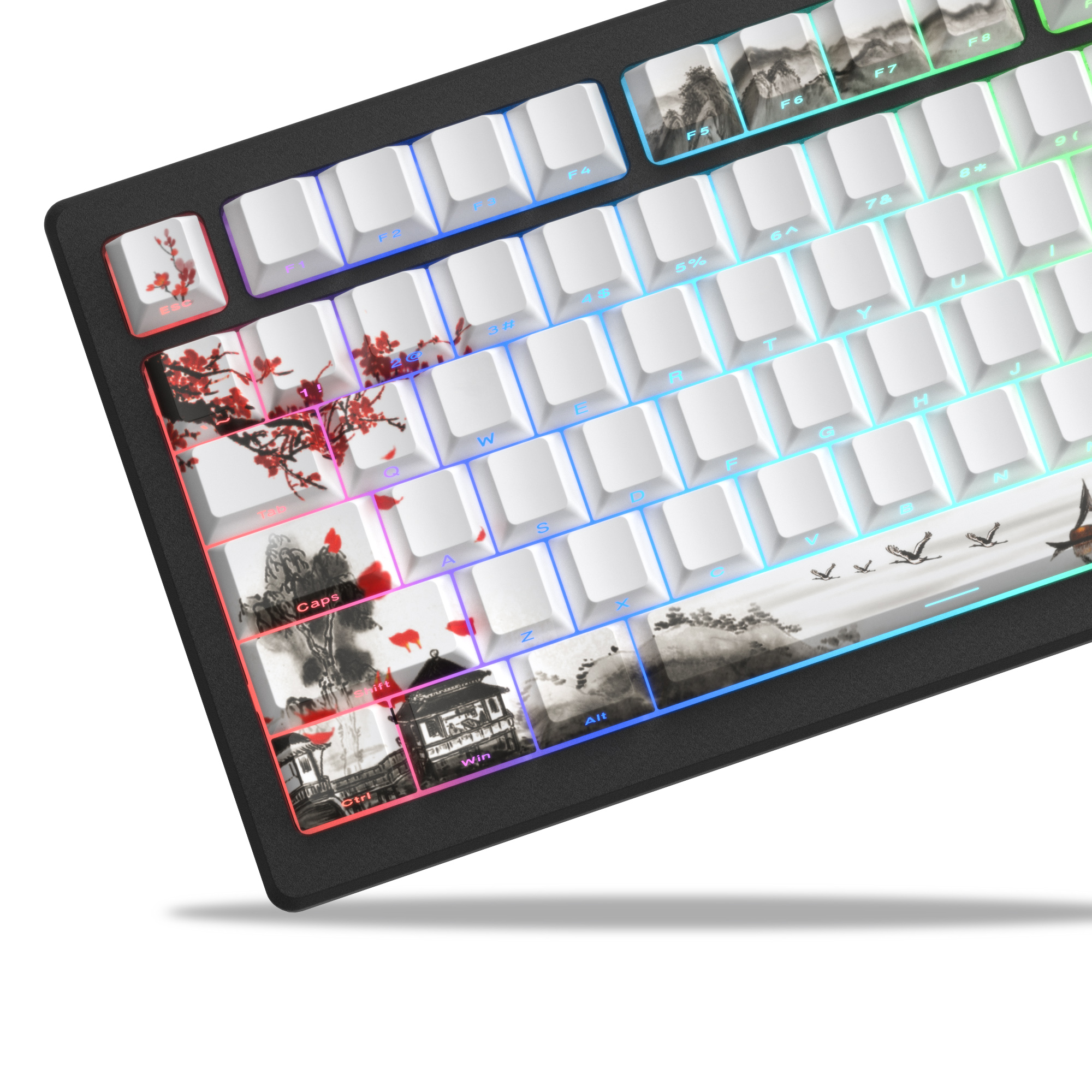 127 teclas que brilla a través de flor de ciruelo perfil de cereza Keycap PBT Keycap Dye-Sub Cherry MX interruptores para teclado mecánico de jugador