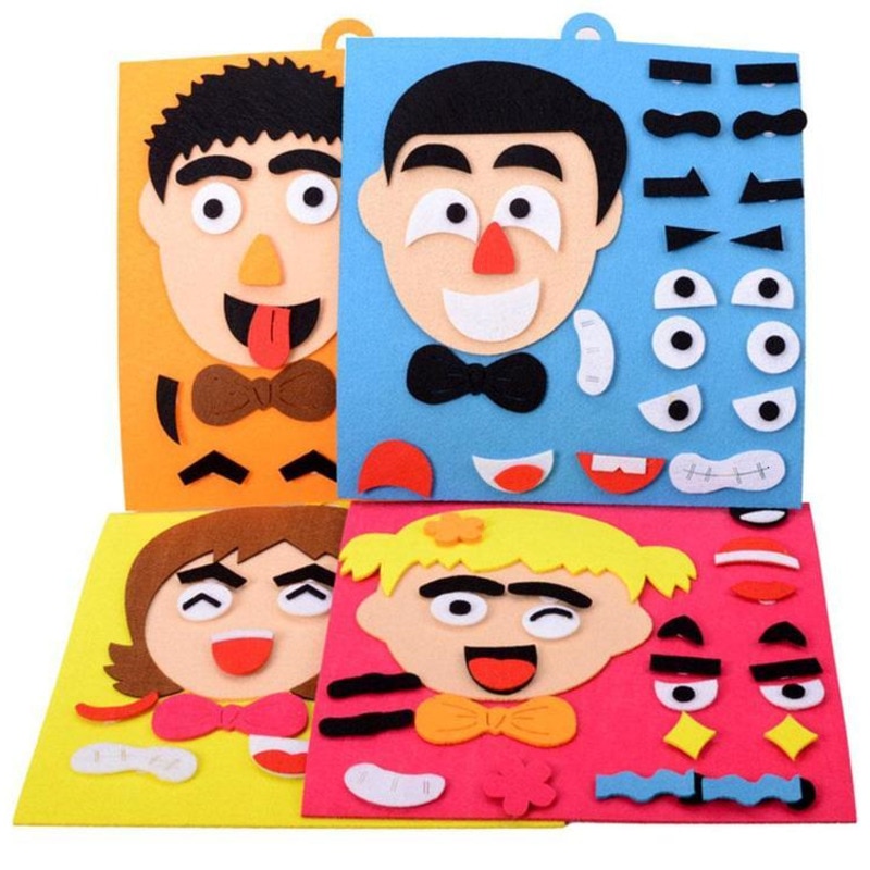 Kids DIY 3D Emotion Puzzle Toys Cartoon Facial Expression Stickers Learning Educational Toys For Children Art Drawing Craft Kits